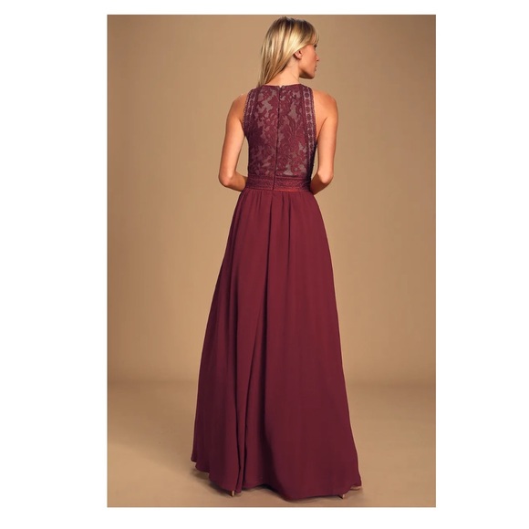 Lulu’s Forever and Always Burgundy Lace Maxi Dress - Picture 3 of 3